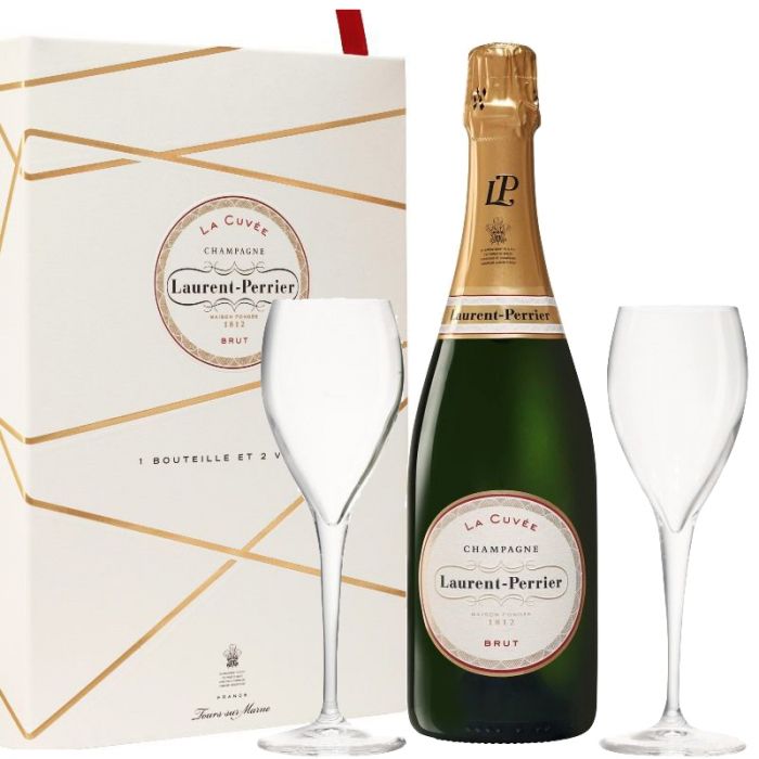 Champagne Laurent Perrier La Cuvee + 2 Tulip flutes